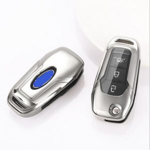 Folding Remote Key Case Shell for Ford Focus Kuga Ecosport MONDEO 3 Button Foldable Key Cover Silver