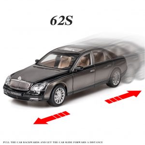 Simulate Car Model 1/24 Maybach 62s Alloy Car Model Sound Light Metal Toy Black silver