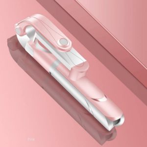 Selfie Stick with Tripod and Phone Holder Remote Controller Set for Smartphones Pink