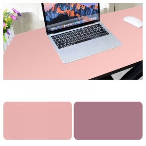 Double Sided Desk Mousepad Extended Waterproof Microfiber Gaming Keyboard Mouse Pad for Office Home School Pink + hibiscus purple_Size: 30x25