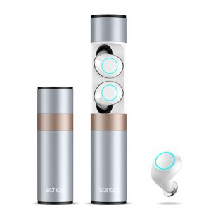 Wireless Headset IPX7 Waterproof Bluetooth 5.0 In-Ear Earphone with Charging Box Silver