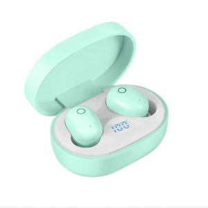 Wireless Earphone for IOS Android Cellphones Bluetooth V5.0 LED Display With Charging Bin Power Bank  green