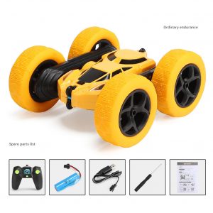 Remote Control Stunt Car Four Wheel Drive Double Side Crawling Deformation Rollover Car Children Charging Toy yellow