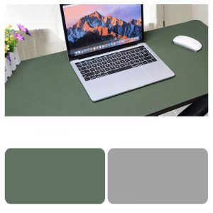 Double Sided Desk Mousepad Extended Waterproof Microfiber Gaming Keyboard Mouse Pad for Office Home School Army Green + Light Gray_Size: 60x30