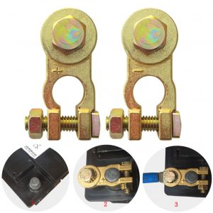 2Pcs Positive Negative Battery Terminals Connectors Clamps Car Van Motorhome  yellow