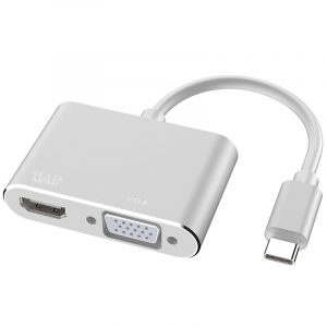 Universal USB Type-C to HDMI VGA Adaptor USB3.1 4K Video Converter Widely Compatible for Macbook Pro / Chromebook Pixel Etc Silver
