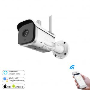 Outdoor Security Camera WiFi IP Camera with Two Way Audio Motion Detection Alarm and Night Vision white_British Plug