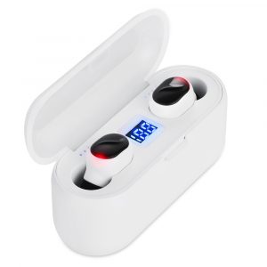 M18A Wireless Earphones Bluetooth 5.0 Headset Sports Earbuds with 2000mAh Charging Compartment Mini Earbuds 8D Stereo Headphone white