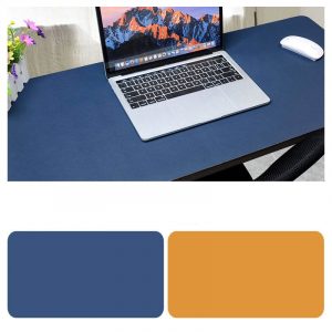 Double Sided Desk Mousepad Extended Waterproof Microfiber Gaming Keyboard Mouse Pad for Office Home School Sapphire + yellow_Size: 80x40