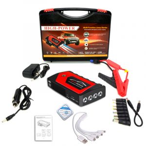 12v Car Jump Starter Emergency Starting Power For Car Portable Power Source Power Bank Red toolbox set_JX28 18000mAh