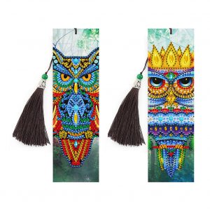 2pcs 5D DIY Diamond Painting Leather Bookmark with Tassel Special Shaped Resin Embroidery Craft SQ07