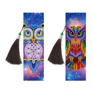 2Pcs 5D DIY Diamond Painting Bookmark Tassel Leather Book Marks DIY Embroidery Craft SQ16