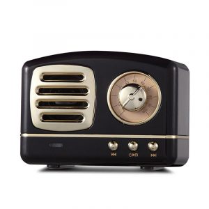 Retro Hifi Stereo Bluetooth V4.1 Speaker Portable Wireless Vintage Speaker Built-in Mic Support Memory Card black