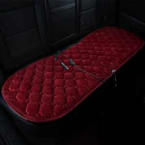 12V Heating Car Seat Cover Front Seat Cushion Plush Heater Winter Warmer Control Electric Heating Protector Pad Love Wine Red-Back Row