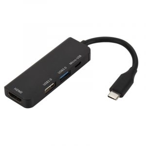 HUB Type-C to Micro USB 3.0 2.0 HDMI Thunderbolt 4 Port Splitter Adapter Compatible for MacBook Pro Samsung Galaxy S9/S8/Note 9 black