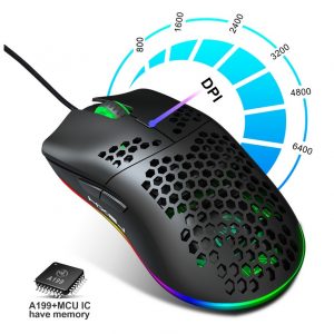 Wired Gaming Mouse RGB 6 Button Computer Mouse Gamer Mice for PC Laptop J900 black