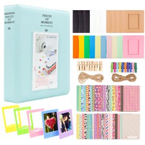 Photo Paper Film Album Set for Fujifilm Instax Mini Camera, Polaroid Snap, Z2300, SocialMatic Instant Cameras & Zip Instant Printer ice blue