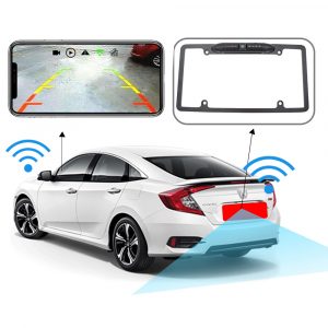 170?? HD WiFi Car License Plate Wireless w/ Rearview Camera IR LED Night Vision black