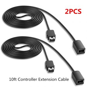 2Pcs 10ft Controller Extension Cable for Super Nintend SNES&NES Classic Edition black
