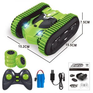 2in1 Remote Control Double Side Stunt Vehicle Track + Desert Wheel Switch green