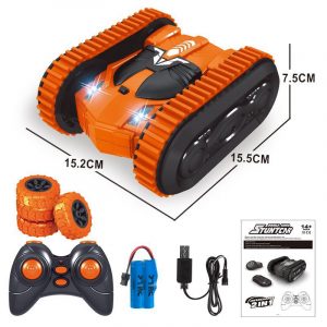 2in1 Remote Control Double Side Stunt Vehicle Track + Desert Wheel Switch Orange