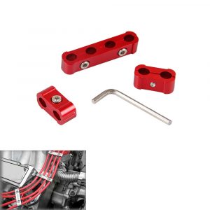 3Pcs Aluminum Engine Spark Plug Wire Separator Divider Organizer Clamp Kit red