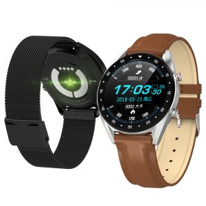 Smart Watch L7 Blood Pressure/Bluetooth/GPS/Sleep Monitor Men Women Watch Brown leather