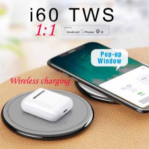 i60 TWS 1:1 Wireless Earphone QI Wireless Charging Bluetooth 5.0 Earphones Bass Earbuds