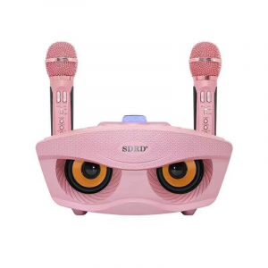 SD306 Dual Wireless Microphone Bluetooth Speaker Mobile Wireless Karaoke Speaker Wireless Stereo Speaker Set Pink