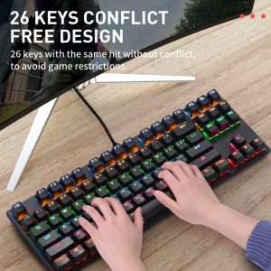 Computer Keyboard Colorful 87-key Gaming Keyboard Office Mechanical Keyboard black