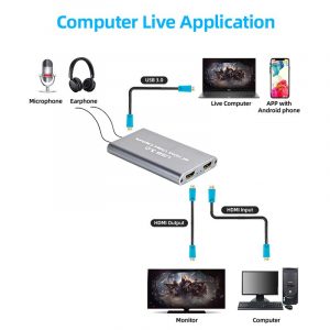 HD Acquisition Card USB 3.0 Mobile Game Live Video Conference HDMI?Recorder for PS4 or Nintendo Switch gray