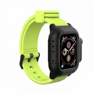 Waterproof Case for Apple Watch Band 4 iWatch Bands Silicone Strap 44mm 40mm Bracelet Smart Watch Accessories  yellow-green_44MM