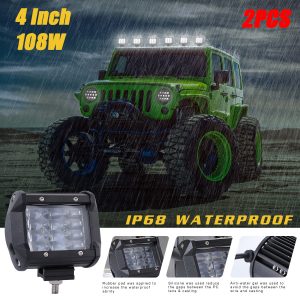 108W 4 Rows LED Work Light Bar for Offroad Off-road Truck  6000K white_2pcs/set
