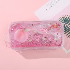 Avocado Transparent Pencil Case Cartoon Peach Large Capacity Pencil Case Beautiful peach (boxed)