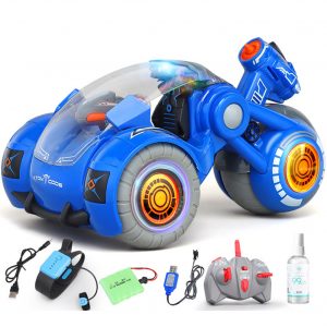 2.4G RC Stunt Car Dual Remote Control Gesture Sensing Spray Drift Car Model Toy for Kids blue