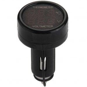 2 in 1 Dual Color Display Car Mounted Voltmeter Thermometer black